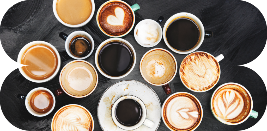 Plusieurs type de café fait à l'aide d'une cafetière percolateur